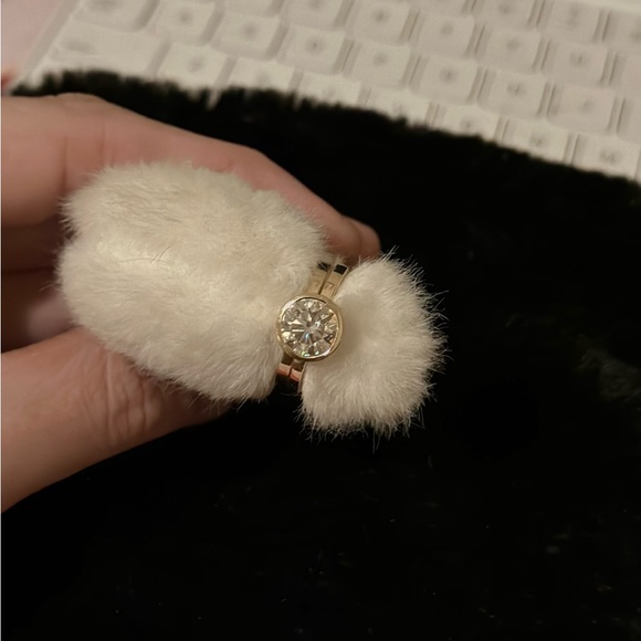 8.0 MM Round Bezel Yellow Gold Moissanite Wedding Set - Picture 4 of 10